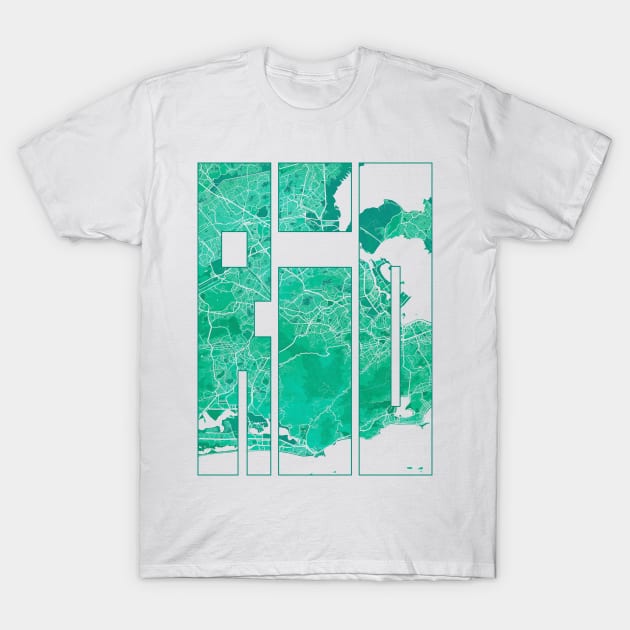 Rio de Janeiro, Brazil City Map Typography - Watercolor T-Shirt by deMAP Studio